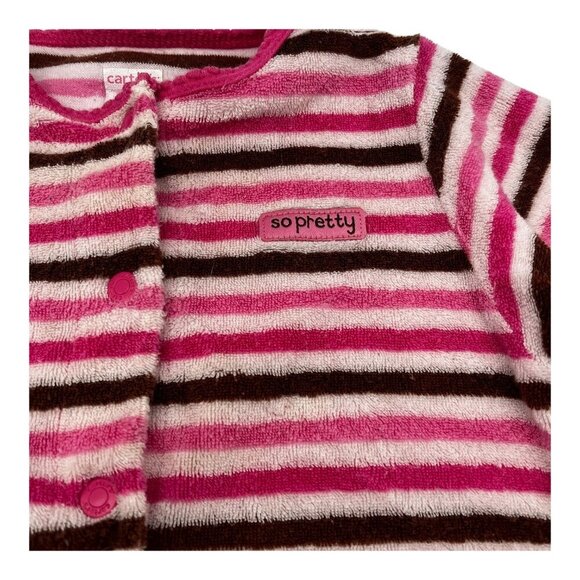 Carter's Baby Girl One Piece Pajamas 9M Striped Floral Snap Closure Long Sleeves - Picture 8 of 12